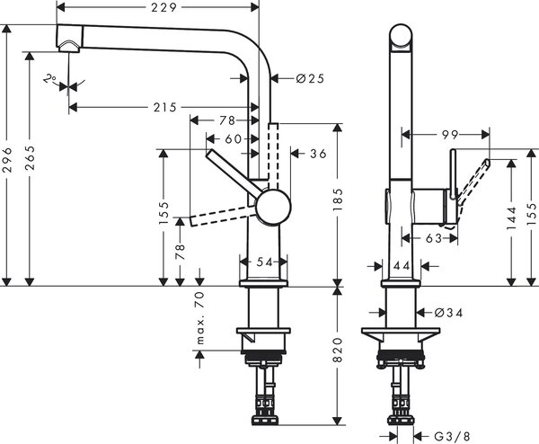 Hansgrohe Talis M54 baterie bucătărie pe picior crom 72840000