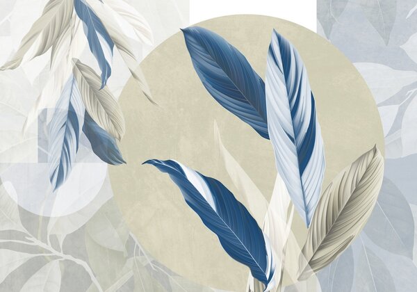 Tapet Compoziție texturală geometrică modernă și abstractă cu frunze detaliate în nuanțe de, Fototapet Natură, Fototapet Frunze, w08741 : Uwalls.ro