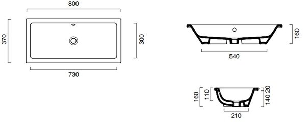 Catalano Zero lavoar 80x37 cm dreptunghiular încastrat-sub blat alb luciu 0124810001
