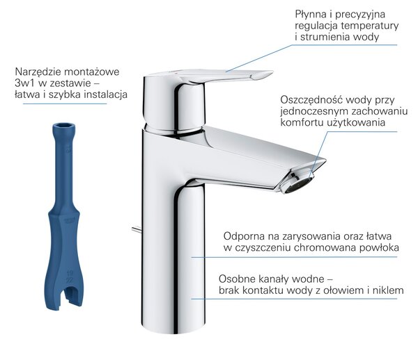 Grohe Start baterie lavoar stativ StarLight Chrome 23455002