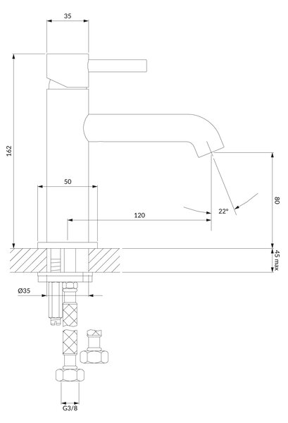 Omnires Y baterie lavoar stativ alb Y1210NWM