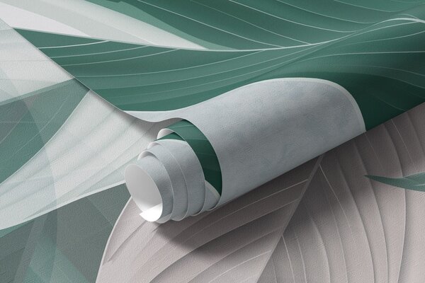 Tapet Compoziție texturală geometrică modernă și abstractă cu frunze detaliate în nuanțe de verde, violet, Fototapet Natură, w08741v1 : Uwalls.ro
