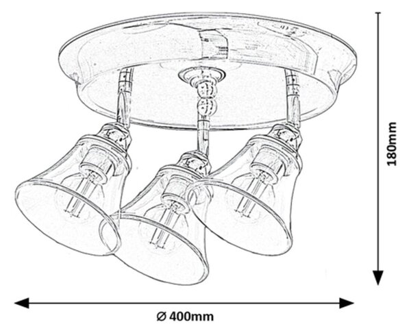 Rabalux Antoine lampă de tavan 3x40 W crom-transparent 3210