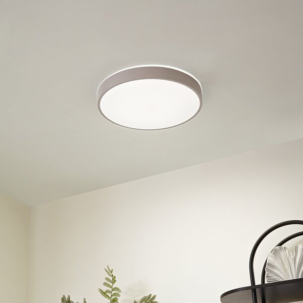 Lindby Plafonieră LED Zylo, gri-maro, Ø49 cm, CCT dimabilă, reglabil, Bej, Camera de zi / sufragerie, Plastic