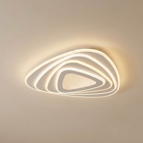 Lindby plafonieră LED Rebeka, 48x49cm, CCT, telecomandă, reglabil, Alb, Camera de zi / sufragerie, Metal, Modern