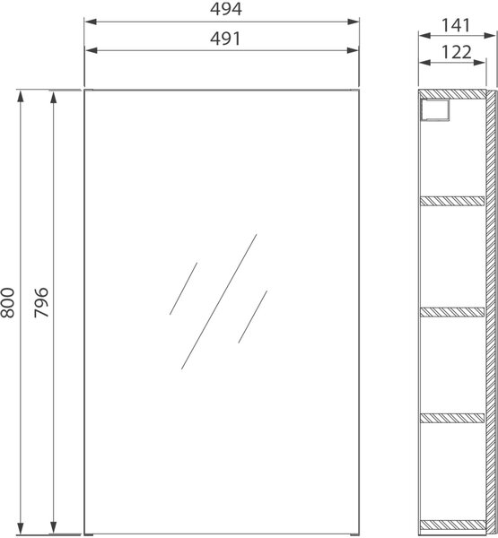 Cersanit City dulap 49.4x14.1x80 cm cu oglinda alb S584-023-DSM