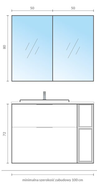 Cersanit City dulap 49.4x14.1x80 cm cu oglinda alb S584-023-DSM