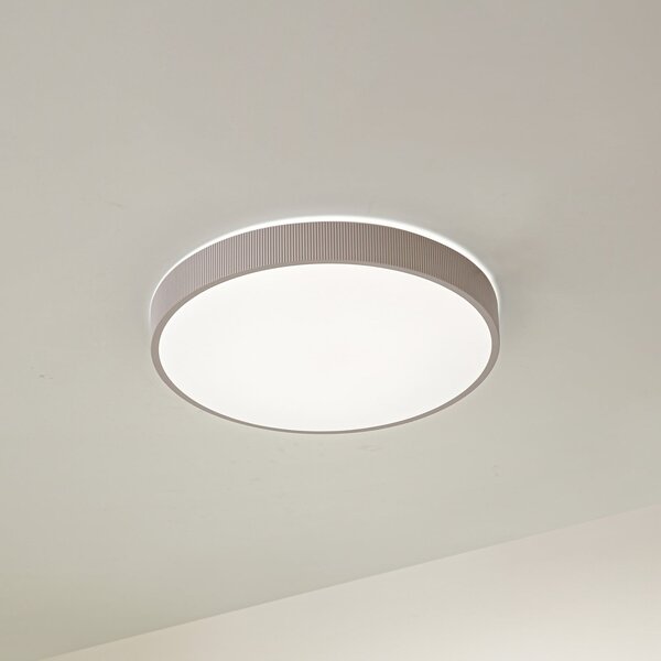 Lindby Plafonieră LED Zylo, gri-maro, Ø49 cm, CCT dimabilă, reglabil, Bej, Camera de zi / sufragerie, Plastic