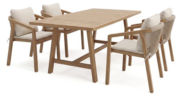 Set 7 masa si scaune gradina V2, Malibu, Bej, 90x160x75 cm