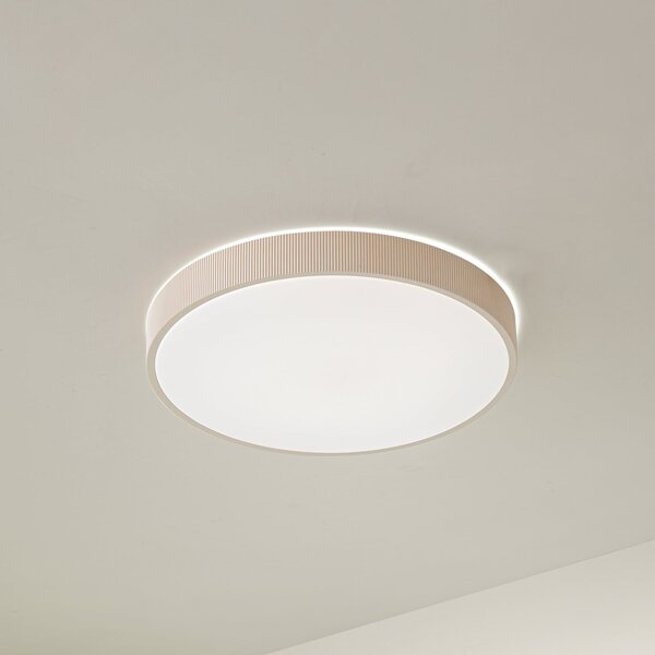 Lindby Plafonieră LED Zylo, bej, Ø 49 cm, CCT, dimabil, reglabil, Bej, Camera de zi / sufragerie, Plastic
