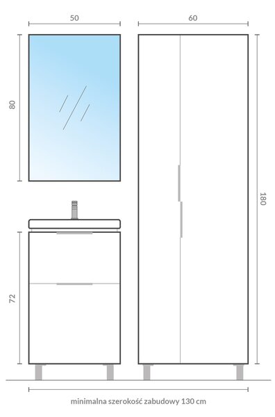 Cersanit City lavoar cu dulap 50.5 cm alb S801-421