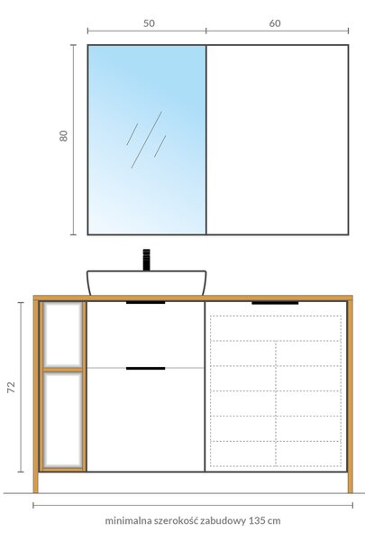 Cersanit City dulap 49.4x14.1x80 cm cu oglinda alb S584-023-DSM