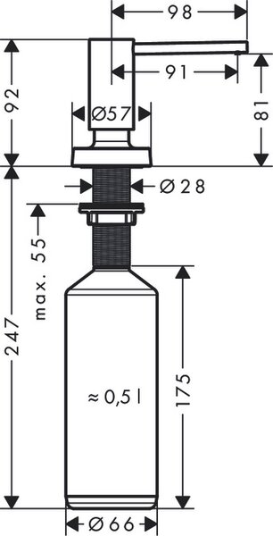 Hansgrohe A51 dozator de lichid 500 ml crom 40448000