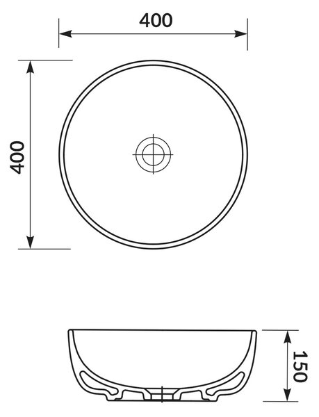 Cersanit Moduo lavoar 40x40 cm rotund de blat alb luciu K116-048