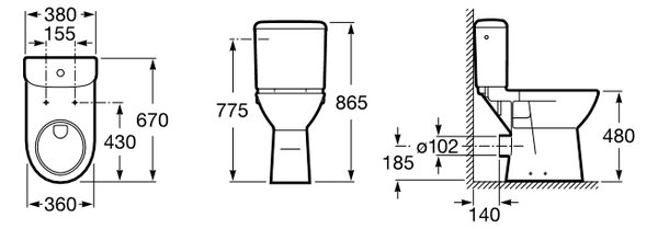 Roca Access Dostępna Łazienka compact wc pentru persoane cu dizabilități alb A342236000