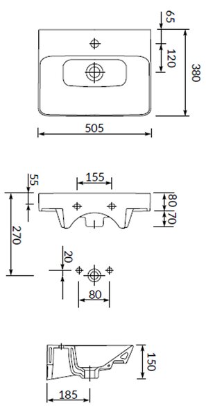 Cersanit Mille lavoar cu dulap 50.5 cm alb S801-321-DSM