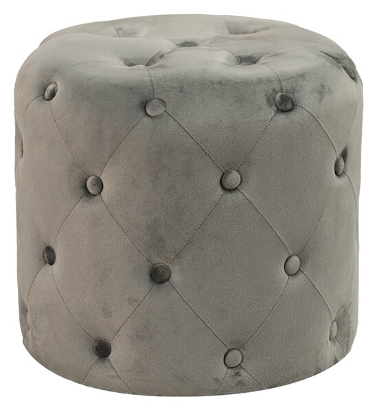 Puf taburet Seval catifea gri inchis 49x49x47 cm