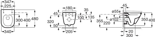 Roca Gap Square vas wc agăţat fără margine alb A34647A000