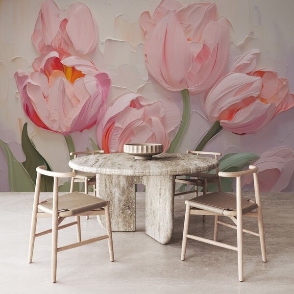 Tapet Tulips pictura imitație, Fototapet Flori, w03066 : Uwalls.ro