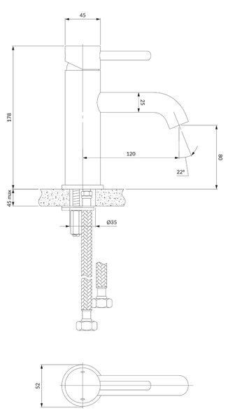 Omnires Y baterie lavoar stativ crom Y1210STCR