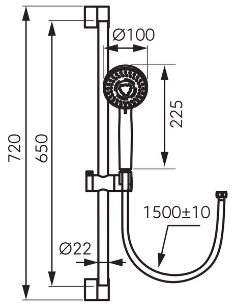 Ferro Horn set de duș perete negru N370BL-B