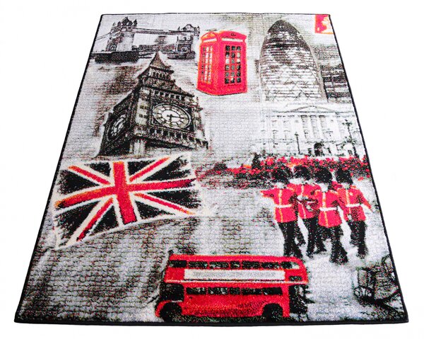 Kolibri England 11191, Covor Dreptunghiular, Gri Multicolor, Dreptunghi, 120x170