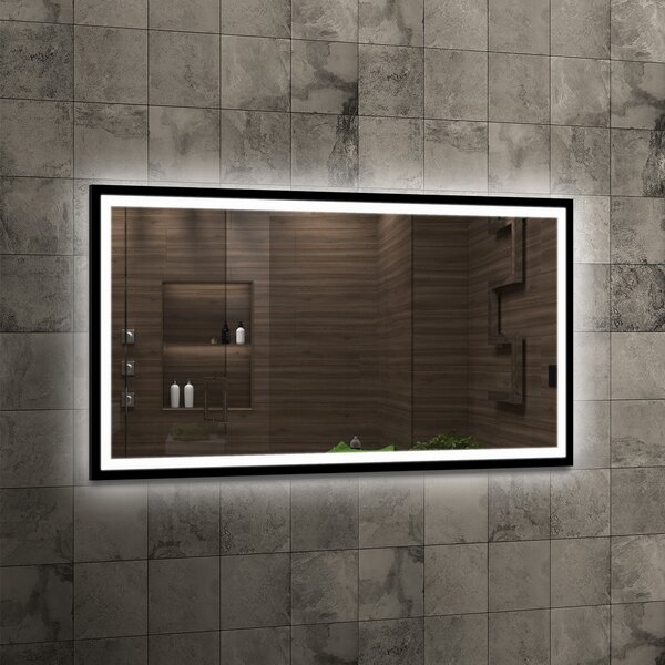 Venti Luxled oglindă 120x60 cm dreptunghiular cu iluminare negru 5907459662733