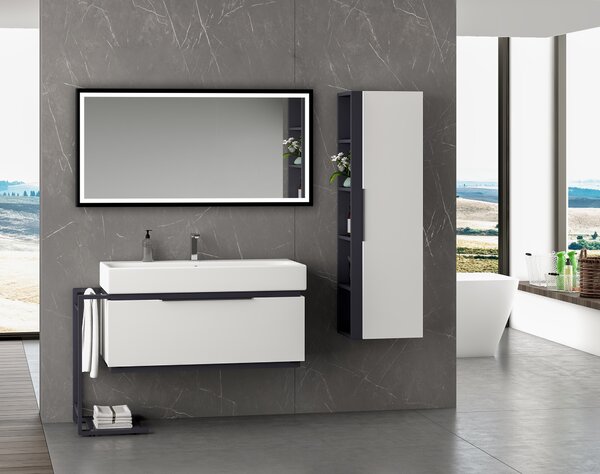 Venti Luxled oglindă 120x60 cm dreptunghiular cu iluminare negru 5907459662733