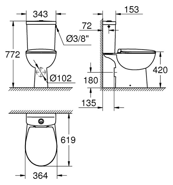 Grohe Bau Ceramic compact wc alb 39347000