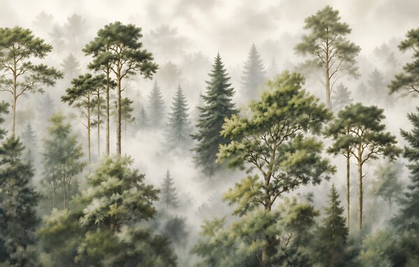 Fototapet Pădure ceațoasă cu copaci, Fototapet natură, Fototapet populare, t00854 - Tapeko.ro