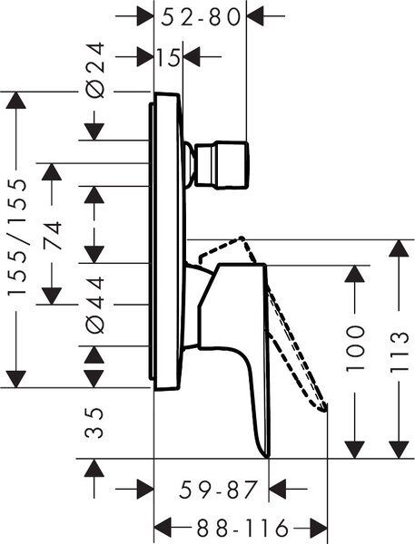 Hansgrohe Talis E baterie cadă-duș ascuns crom 71745000