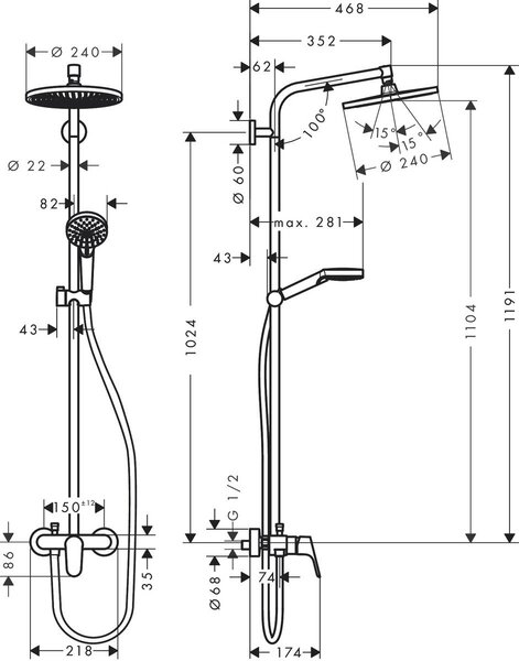 Hansgrohe Crometta set de duș perete crom 27269000