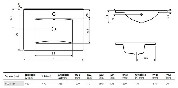 Excellent As lavoar 81x46.5 cm dreptunghiular mobilier-încastrat alb luciu CEEX.3617.800.WH