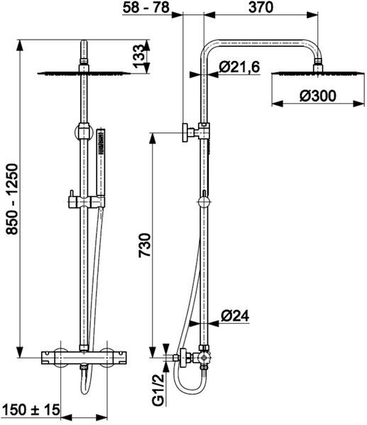 KFA Armatura Moza set de duș perete cu termostat cu duș de ploaie auriu 5736-920-31