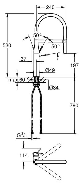 Grohe Essence baterie bucătărie pe picior Brushed Hard Graphite 30294AL0
