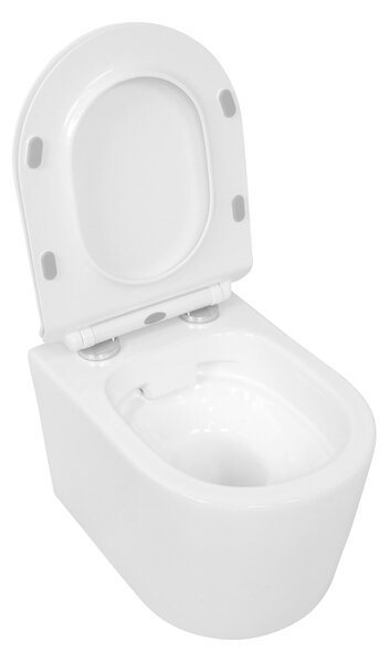 LaVita Loso vas wc cu capac soft-close agăţat fără margine alb lucios 5908211492469