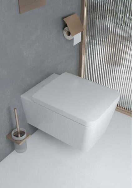 Vas WC suspendat Hansgrohe, EluPura Q, cu spălare AquaFall Flush, 54x36 cm, alb