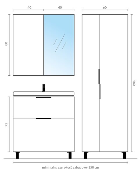 Cersanit City dulap 40x13.8x80 cm laterala pe perete alb S584-020-DSM