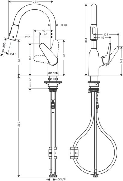 Hansgrohe Focus M42 baterie bucătărie pe picior crom 71801000