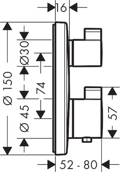 Hansgrohe Ecostat baterie cadă-duș ascuns cu termostat crom 15758000