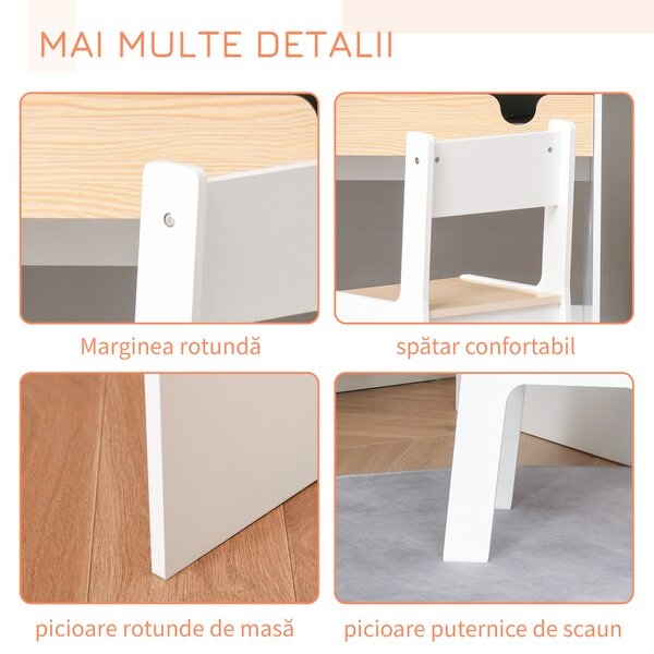 HOMCOM Set Birou și Scaun pentru Copii 6-10 Ani cu Raft și Sertar | Aosom Romania
