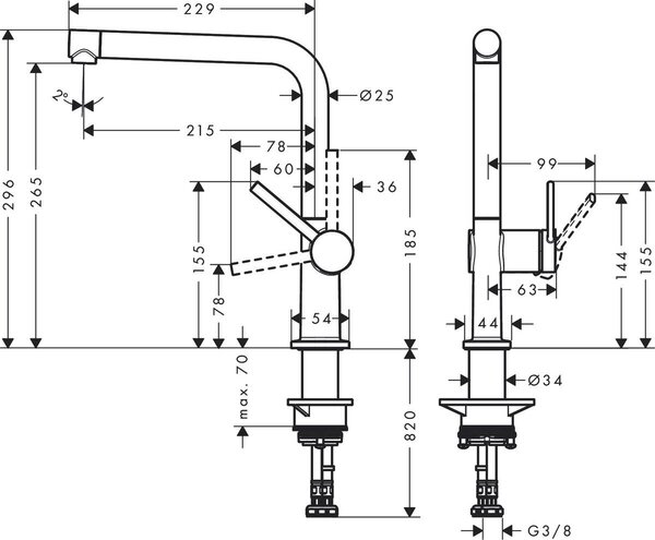 Hansgrohe Talis M54 baterie bucătărie pe picior negru 72840670