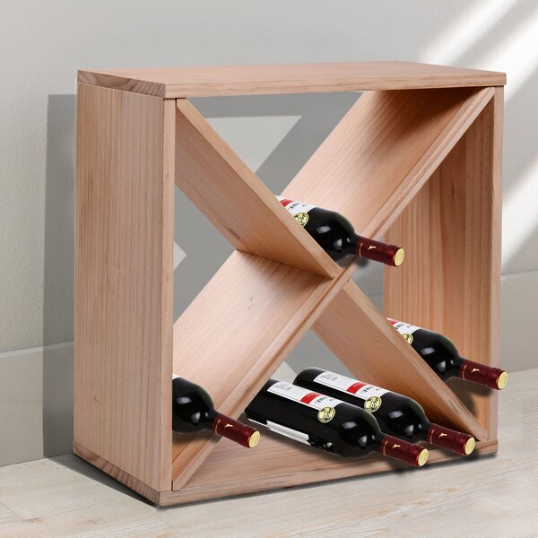 HOMCOM Raft pentru Sticle de Vin și Lichioruri, Capacitate 24 Sticle, Lemn Natural, Design Elegant | Aosom Romania