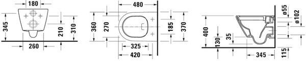 Duravit D-Neo vas wc cu capac soft-close agăţat fără margine alb 45880900A1