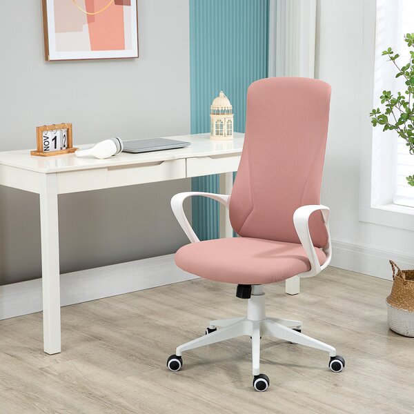 Vinsetto Scaun de birou ergonomic și căptușit, cu înălțime ajustabilă și balans, 62x56x110-119,5 cm, roz | Aosom Romania