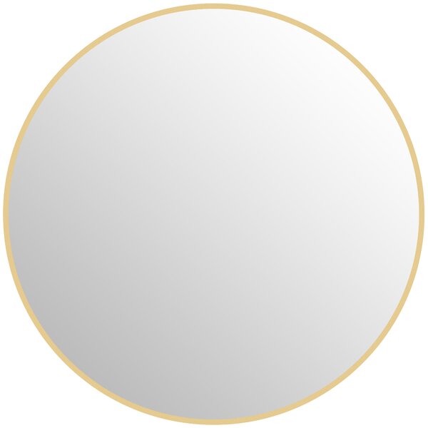 HOMCOM Oglindă Rotundă pentru Baie, din Sticlă și Oțel, Ø70x2.5 cm, culoare Auriu | Aosom Romania