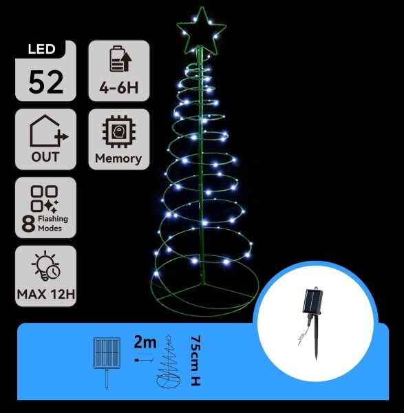Decorațiune LED solară de Crăciun Aigostar LED/0,26W/3,7V 75cm IP65 alb rece
