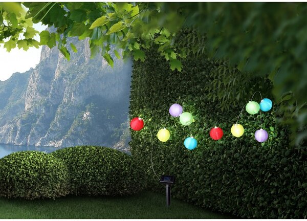Instalatie gradina LED, 10 globuri colorate, lungime 300 cm, IP44