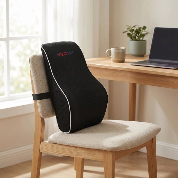 Perna lombara memory foam cu curele ORTO SPINAL, Negru