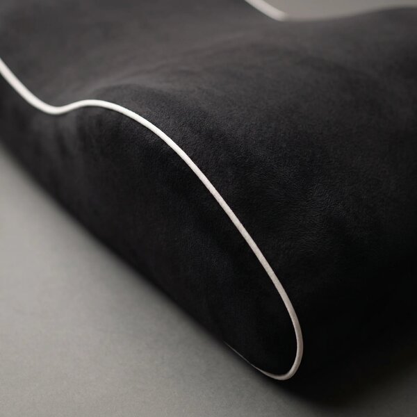 Perna lombara memory foam ORTO SPINAL, husa catifea, Negru